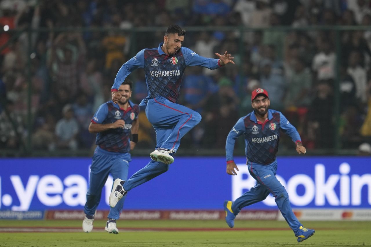 Chris Woakes was undone at the end of a brilliant over from Mujeeb Ur Rahman, England vs Afghanistan, Men's ODI World Cup 2023, Delhi, October 15, 2023