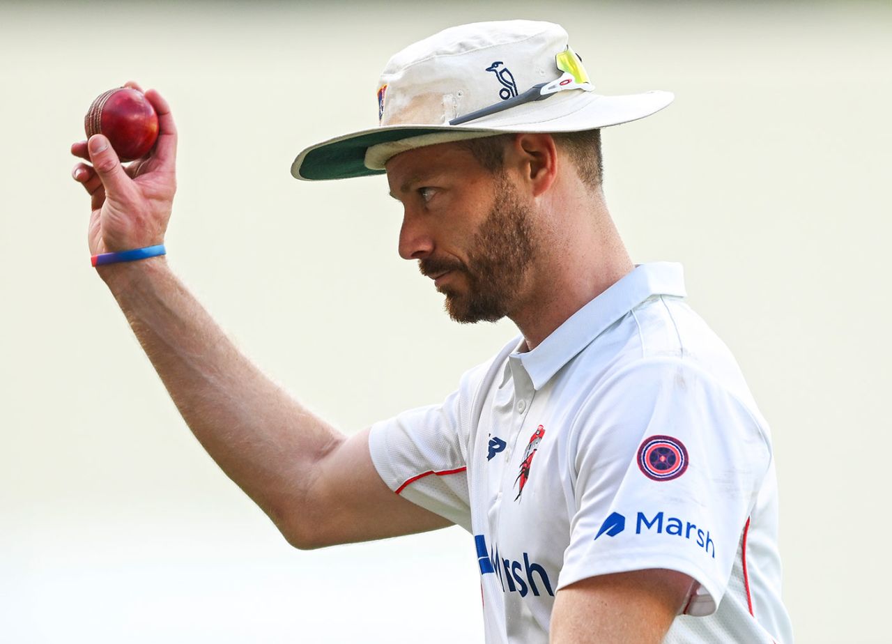 Nathan McAndrew walks off after his five-wicket haul, South Australia vs New South Wales, Sheffield Shield, Adelaide Oval, October 16, 2023