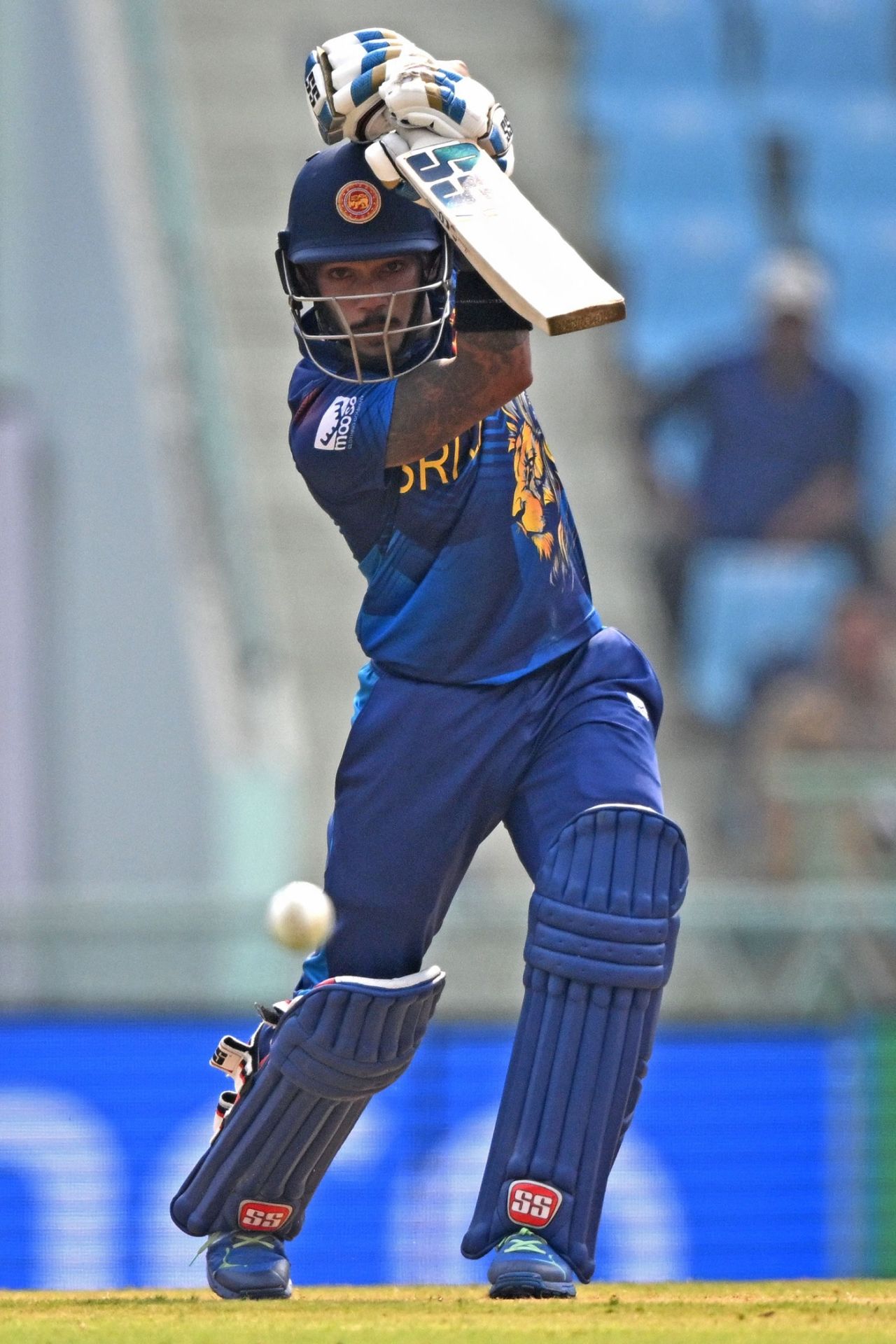 Pathum Nissanka drives one through the off side, Australia vs Sri Lanka, Men's World Cup 2023, Lucknow, October 16, 2023