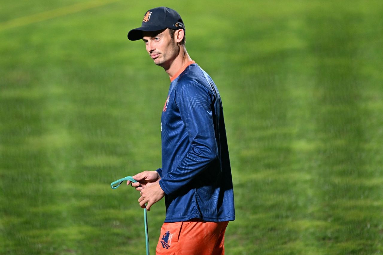 Scott Edwards trains on the eve of Netherlands' clash against South Africa, Men's World Cup 2023, Dharamsala, October 16, 2023