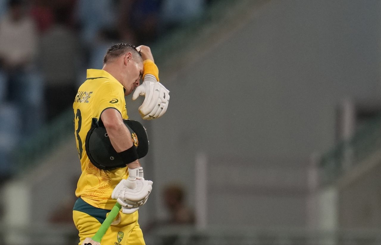 Marnus Labuschagne walks off after making 40 off 60, Australia vs Sri Lanka, World Cup 2023, Lucknow, October 16, 2023