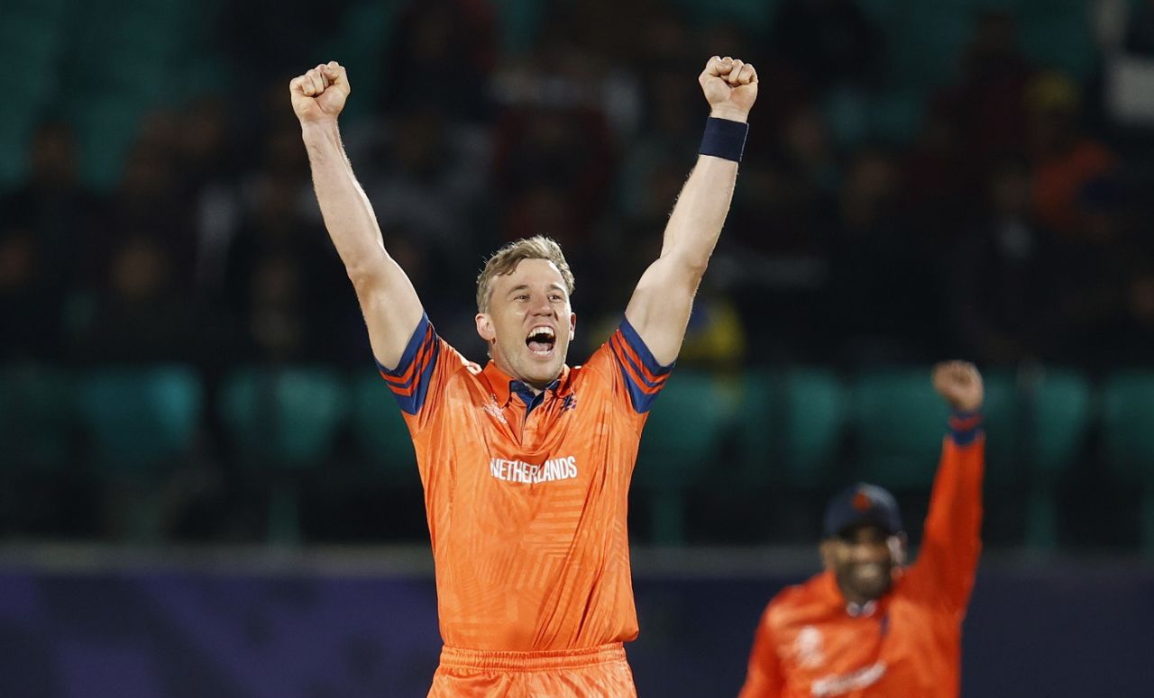 Logan van Beek had Heinrich Klaasen caught at fine leg, Netherlands vs South Africa, World Cup, Dharamsala, October 17, 2023