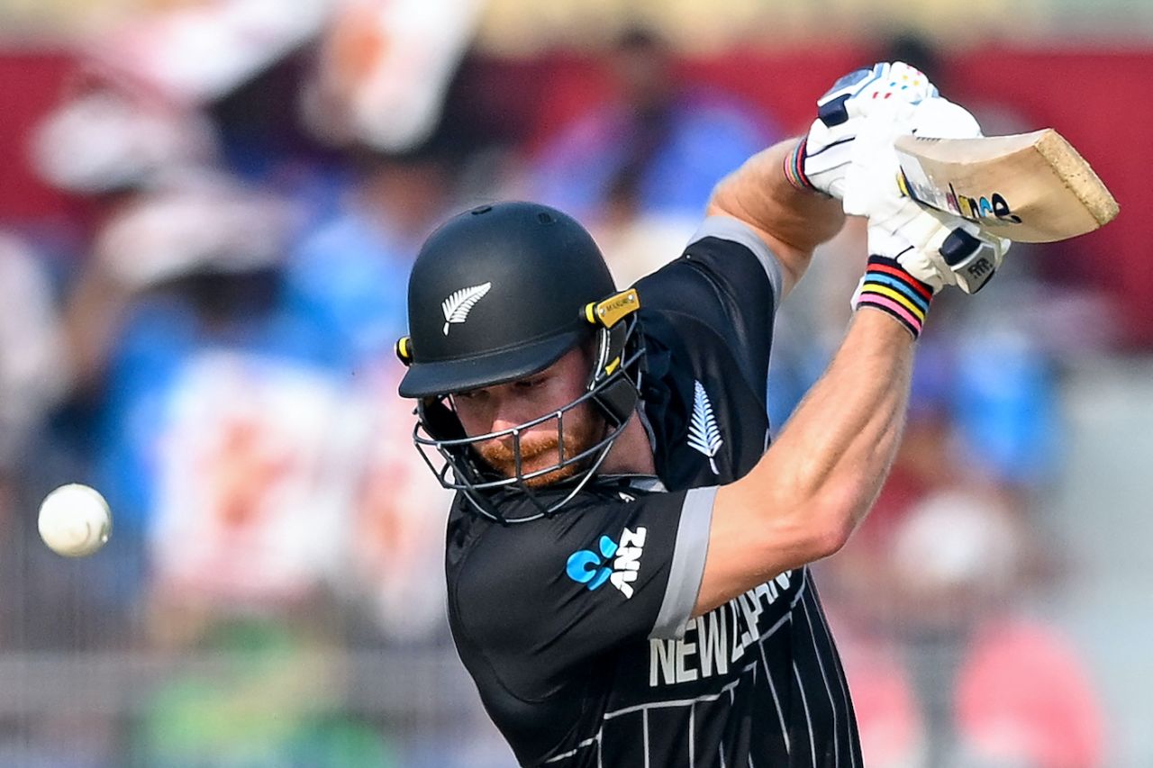 Glenn Phillips tracks the ball with his eyes, New Zealand vs Afghanistan, Men's ODI World Cup, Chennai, October 18, 2023