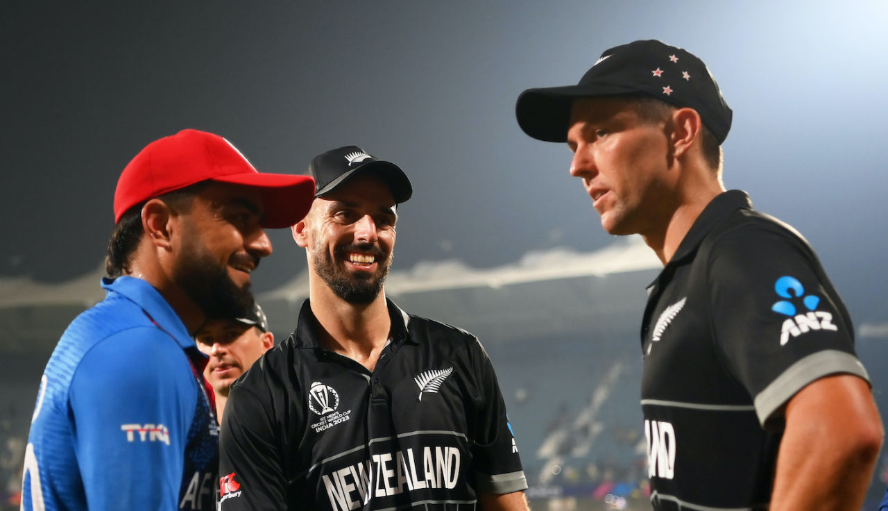 Daryl Mitchell joins Trent Boult and Rashid Khan's chat, ODI opponents, New Zealand vs Afghanistan, Men's ODI World Cup, Chennai, October 18, 2023