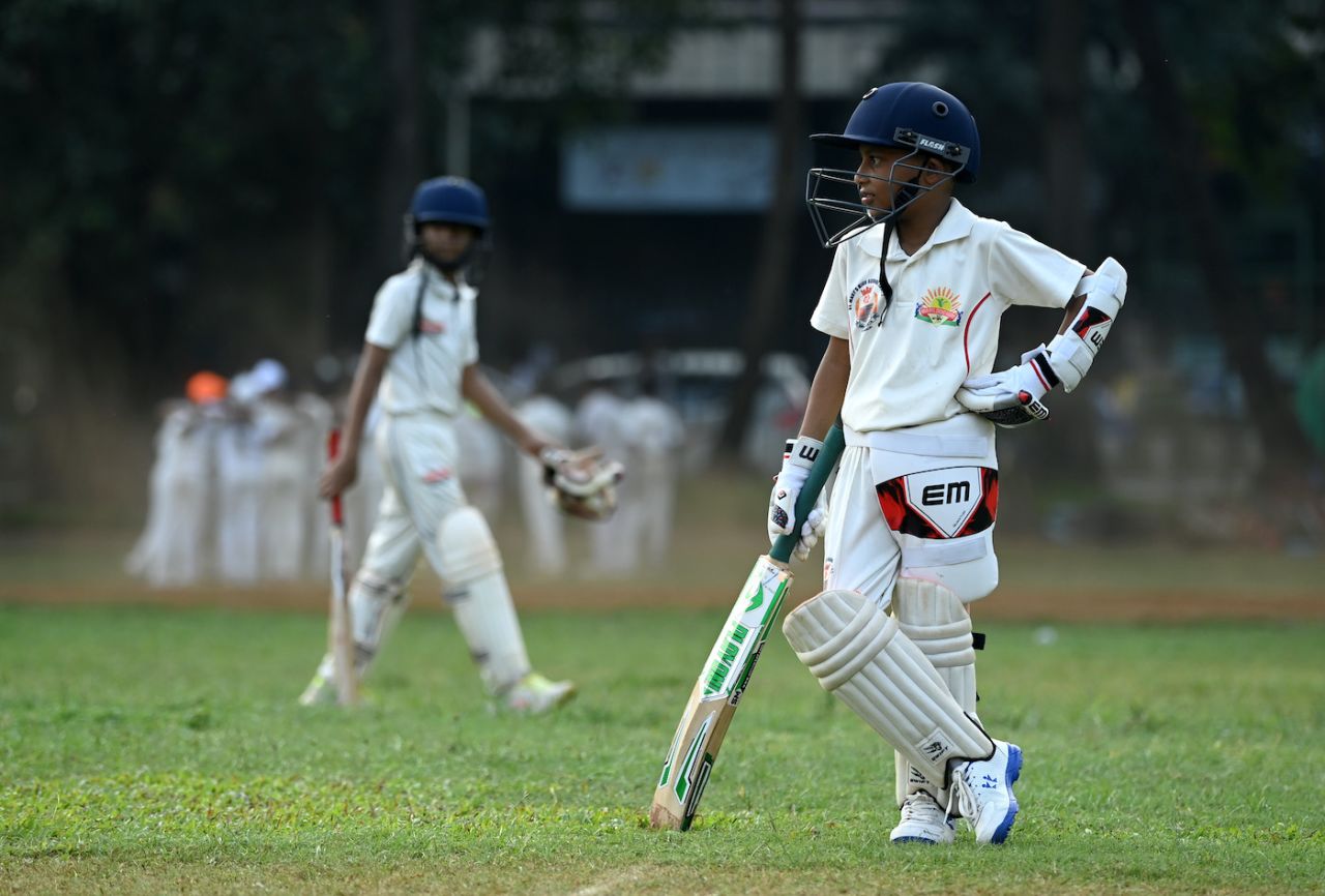 A batter in Mumbai's Azad Maidan looks on, October 18, 2023
