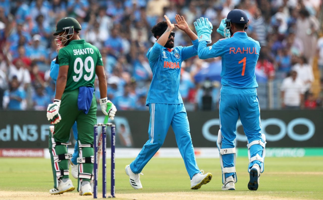 Ravindra Jadeja trapped Najmul Hossain Shanto in front, India vs Bangladesh, World Cup, Pune, October 19, 2023