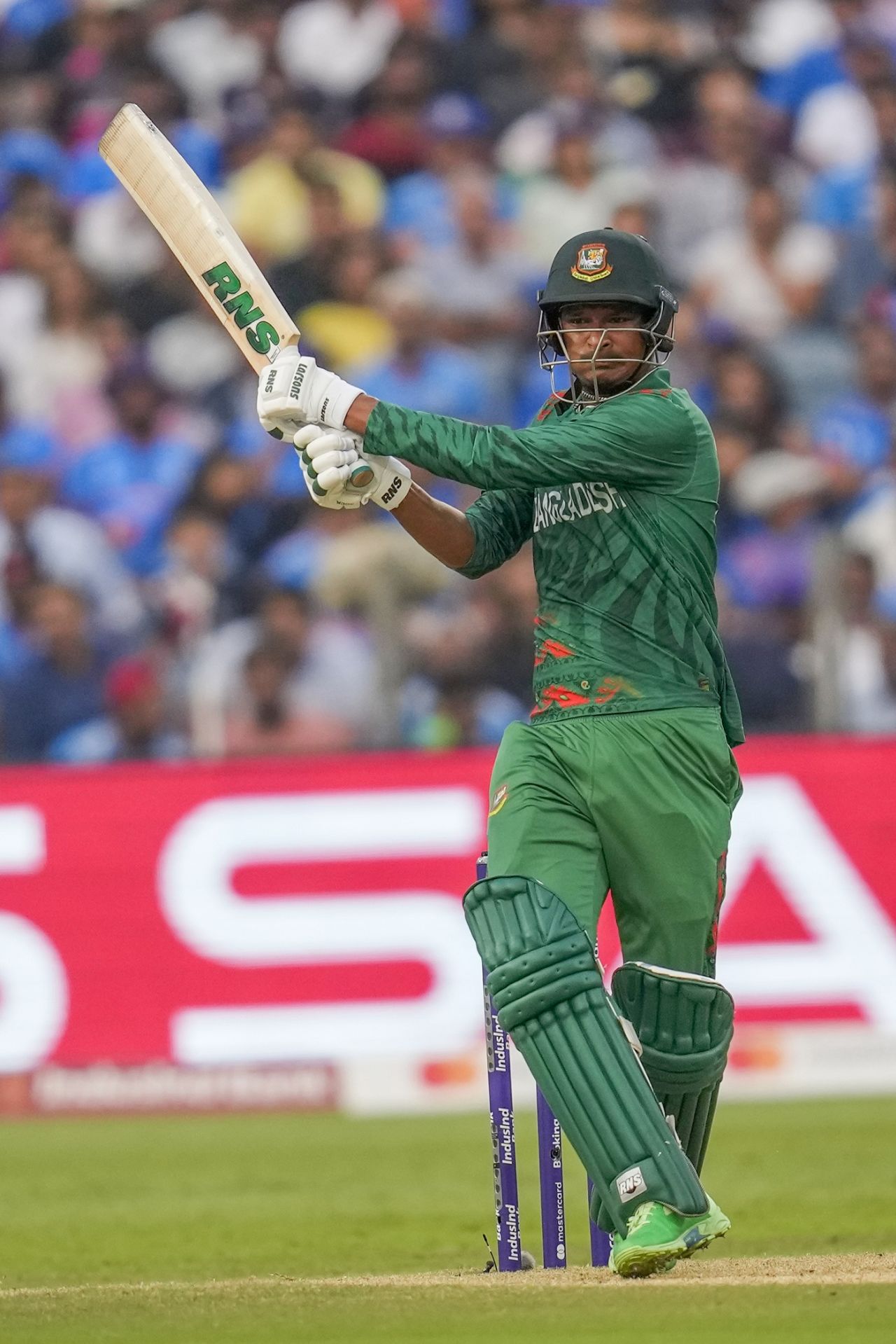 Nasum Ahmed hit some lusty blows in the death overs, Men's ODI World Cup, Pune, October 19, 2023