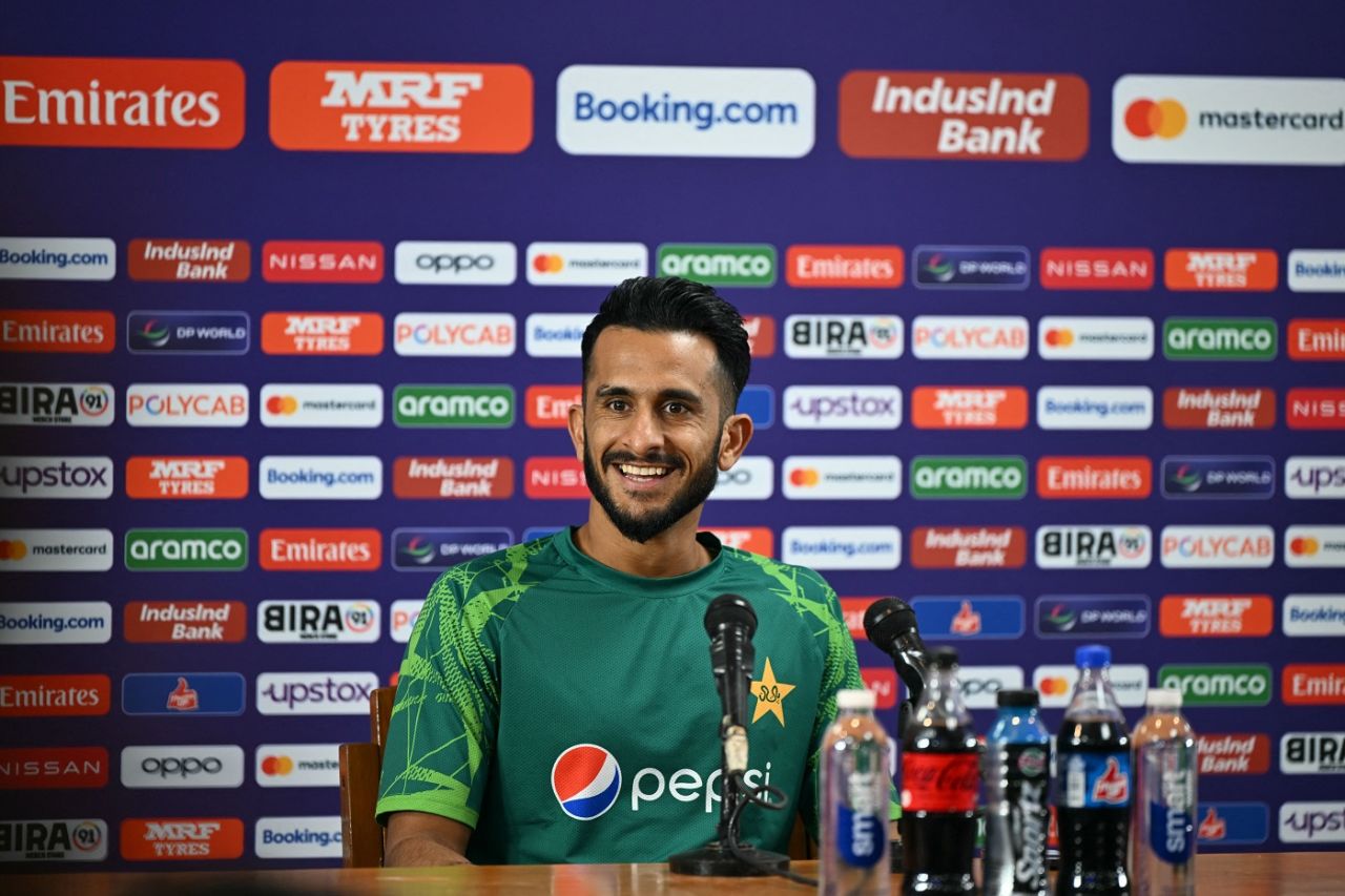 Hasan Ali was in good spirits at the pre-match press conference, Men's ODI World Cup, Bengaluru, October 19, 2023