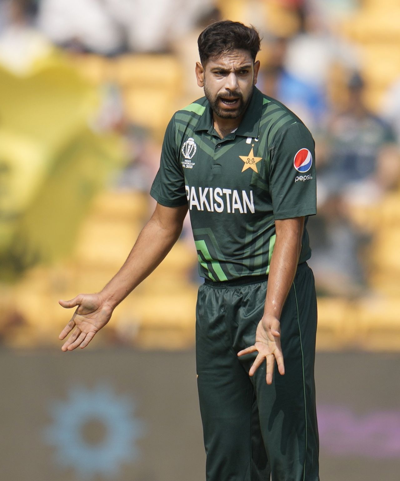 Haris Rauf gave away 24 in his opening over - his most expensive in ODIs, Australia vs Pakistan, Men's World Cup 2023, Bengaluru, October 20, 2023