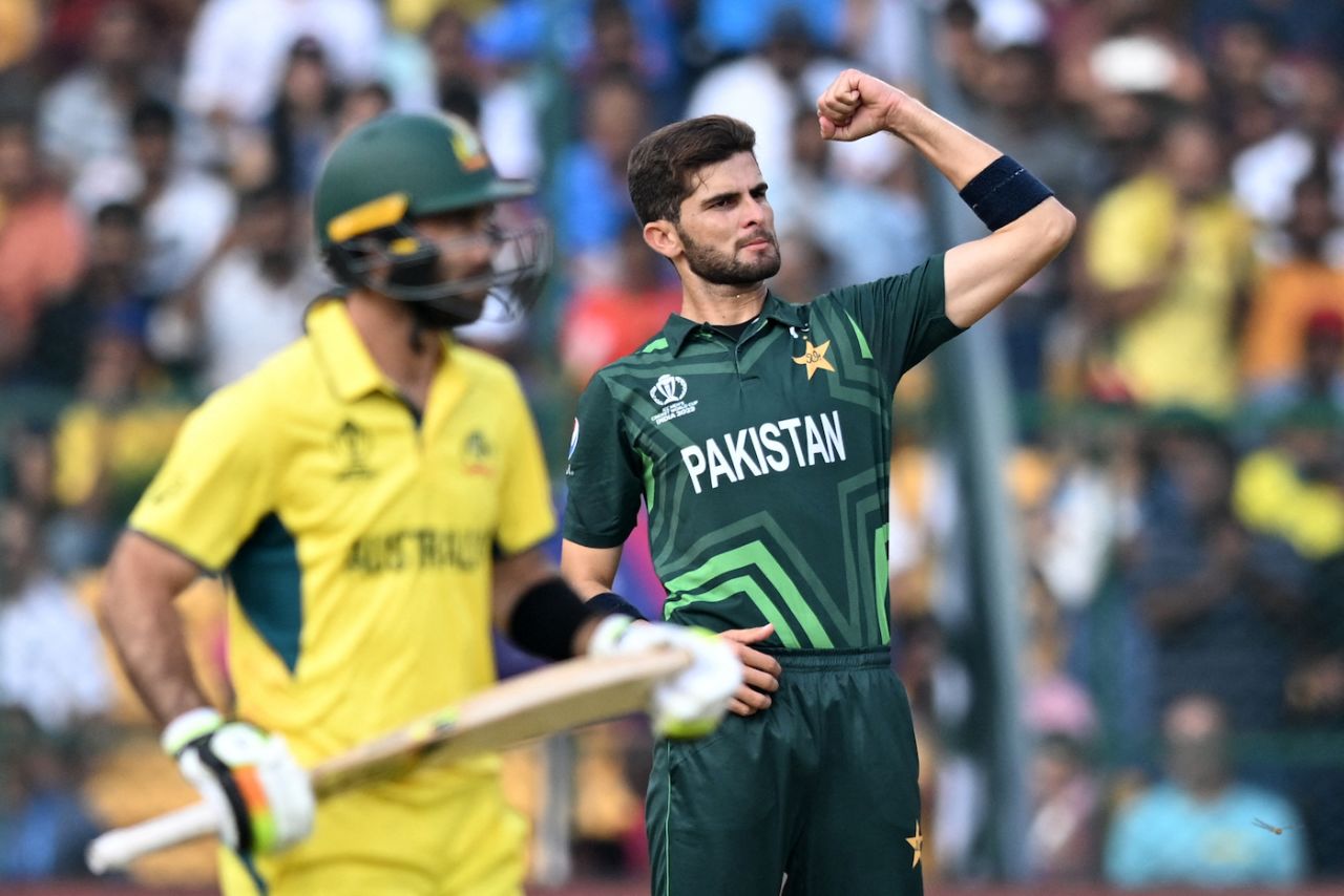 Shaheen Shah Afridi removed Glenn Maxwell for a first-ball duck, Australia vs Pakistan, Men's World Cup 2023, Bengaluru, October 20, 2023