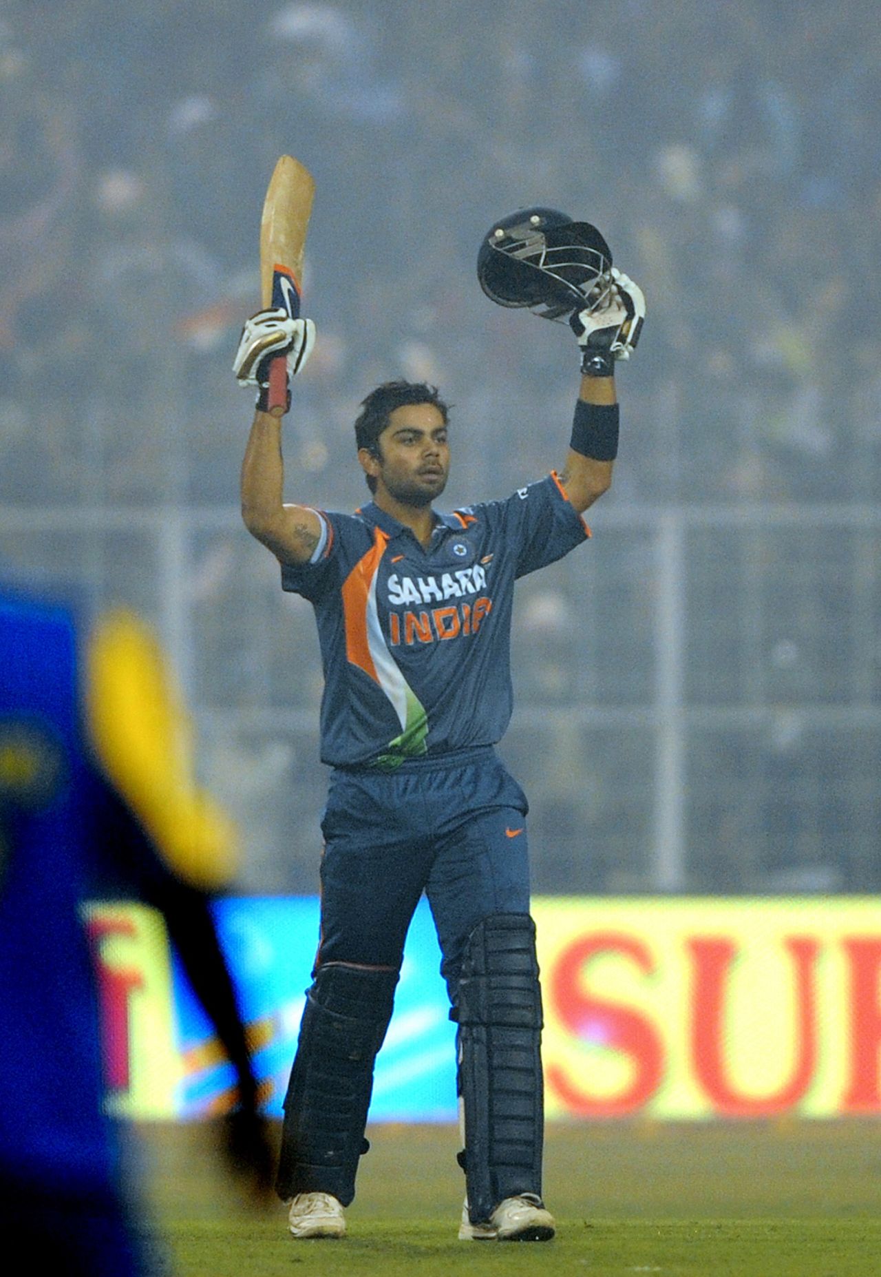 The first of many: Virat Kohli celebrates his maiden ODI ton, India vs Sri Lanka, 4th ODI, Kolkata, December 24, 2009