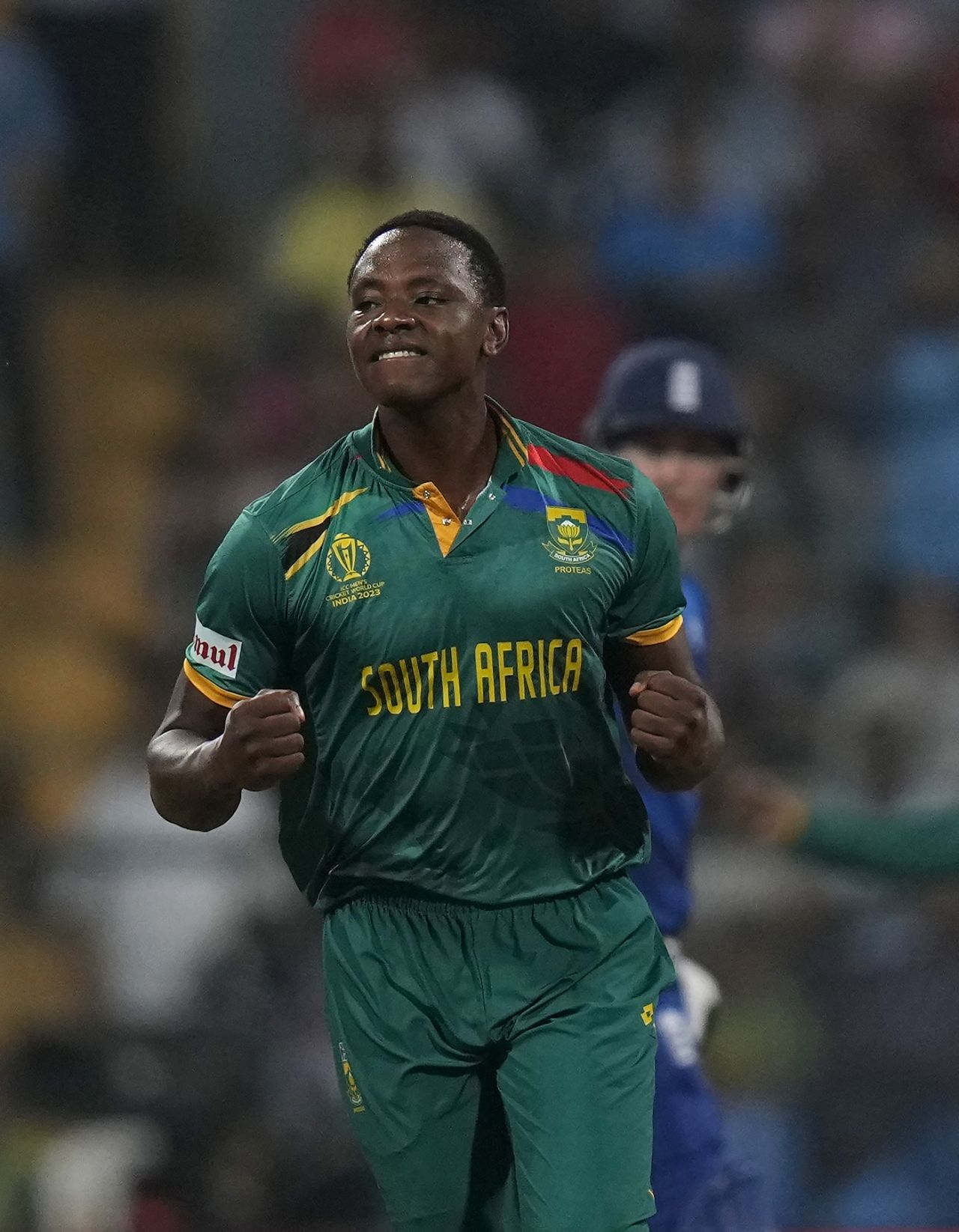 Kagiso Rabada took a sharp catch in his follow-through to get Ben Stokes out, England vs South Africa, Men's World Cup 2023, Mumbai, October 21, 2023