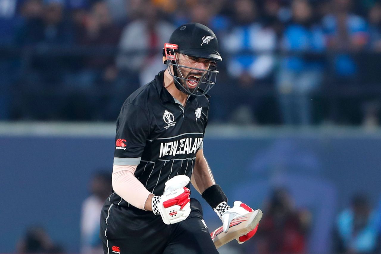 Daryl Mitchell charged to a run-a-ball ton after coming in at 19 for 2, India vs New Zealand, Men's ODI World Cup, Dharamsala, October 22, 2023