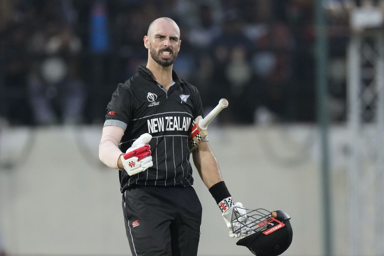 Daryl Mitchell's century celebration enters beast mode, India vs New Zealand, Men's ODI World Cup, Dharamsala, October 22, 2023