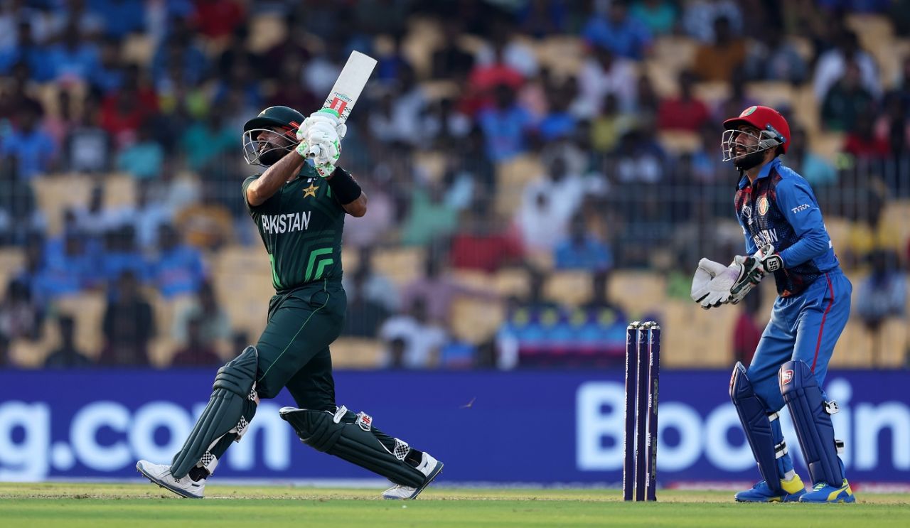 Babar Azam tonks Noor Ahmad over the sightscreen, Pakistan vs Afghanistan, Men's World Cup 2023, Chennai, October 23, 2023