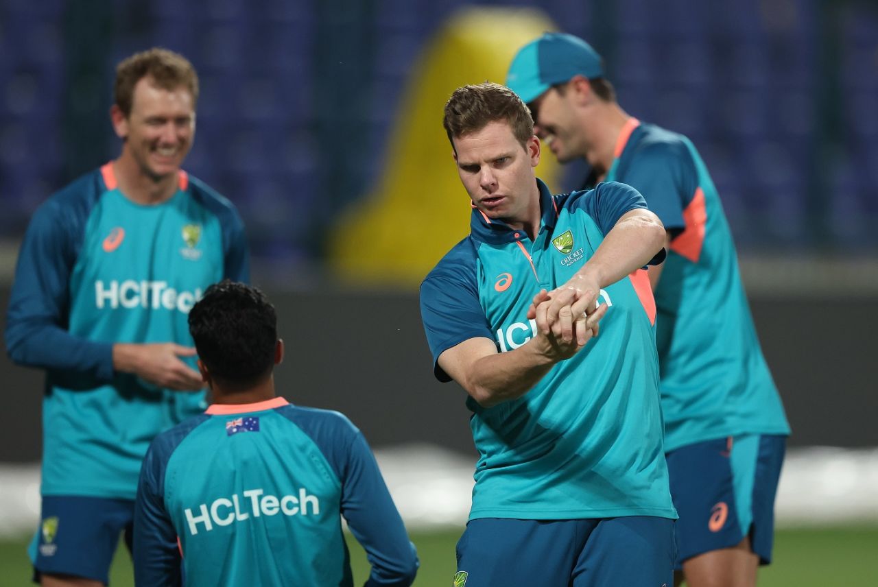 Steven Smith shadow bats in training, Men's World Cup 2023, Delhi, October 23, 2023