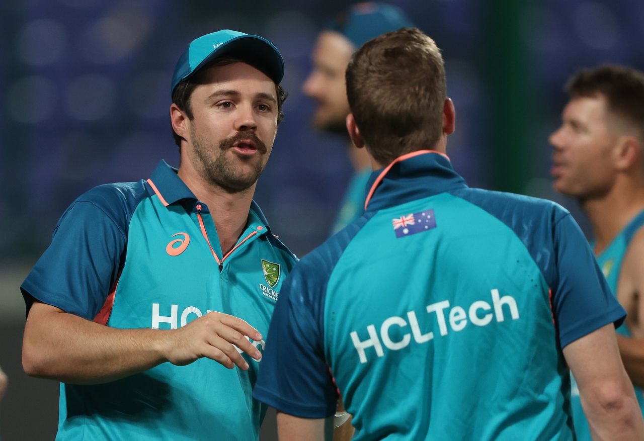 Travis Head chats with Steven Smith in training, Men's World Cup 2023, Delhi, October 23, 2023