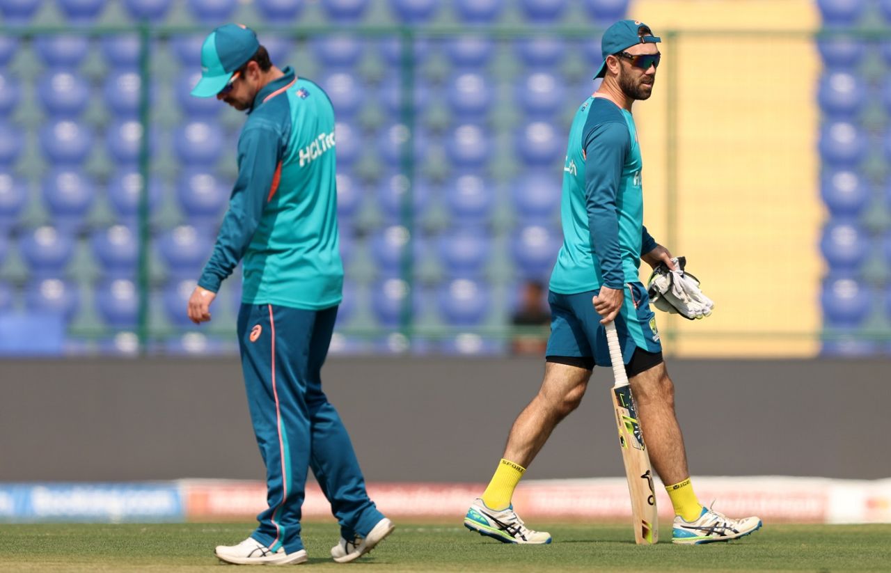 Glenn Maxwell and Travis Head at a practice session ahead of the Netherlands clash, Australia vs Netherlands, Men's ODI World Cup 2023, Delhi, October 25, 2023