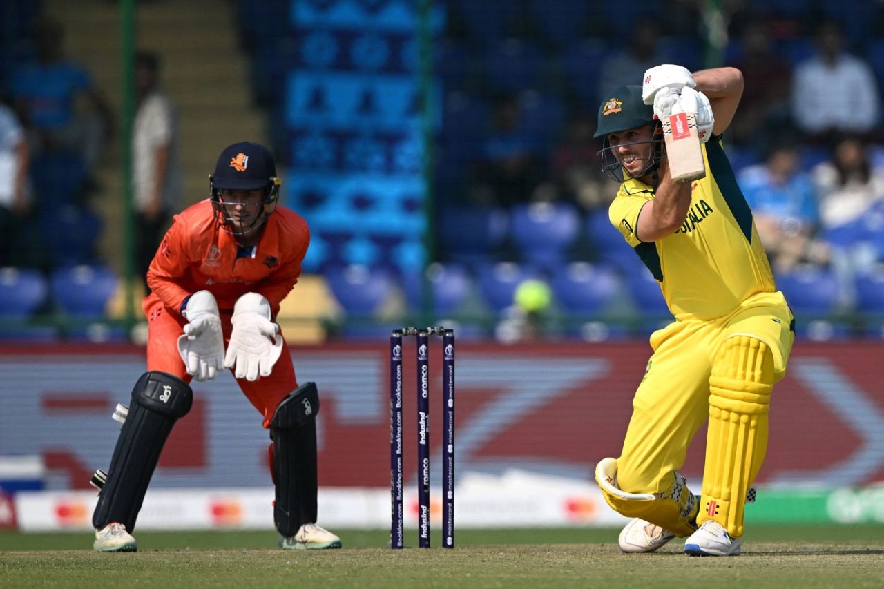 Mitchell Marsh collected two fours in the first over to get Australia off to a quick start, Australia vs Netherlands, Men's ODI World Cup 2023, Delhi, October 25, 2023
