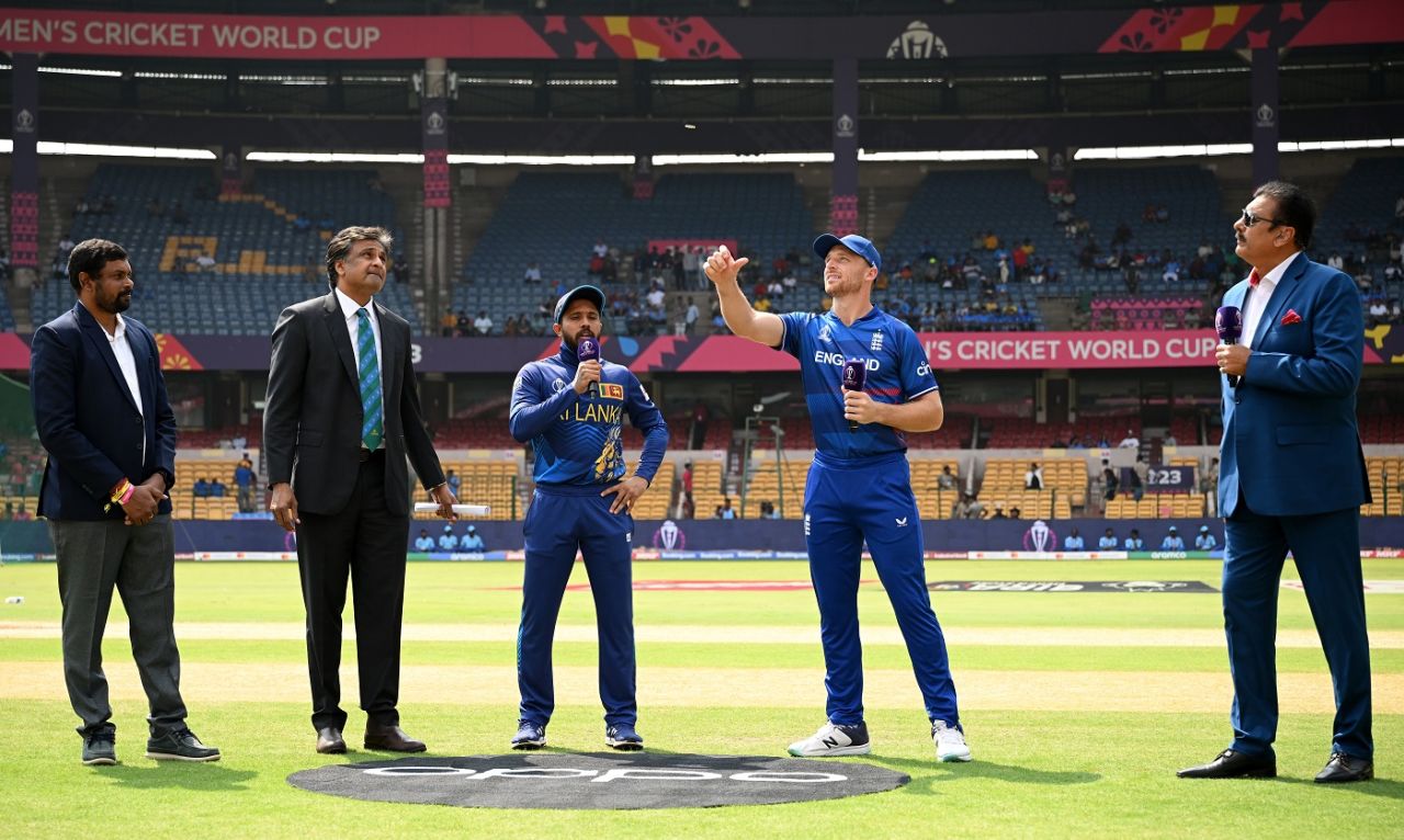 England captain Jos Buttler won the toss and elected to bat against Sri Lanka, England vs Sri Lanka, Men's ODI World Cup 2023, Bengaluru, October 26, 2023