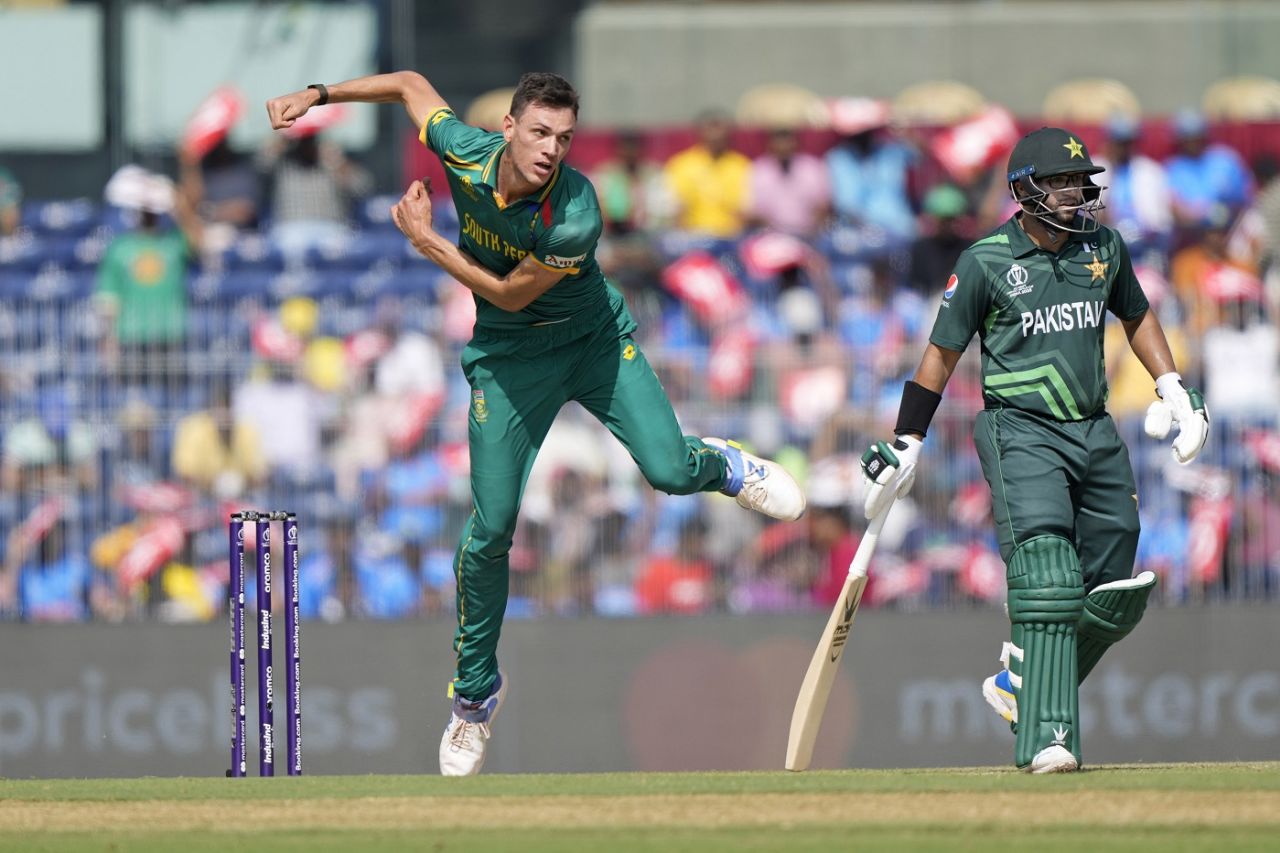 Marco Jansen dismissed Abdullah Shafique in his third over, Pakistan vs South Africa, World Cup, Chennai, October 27, 2023