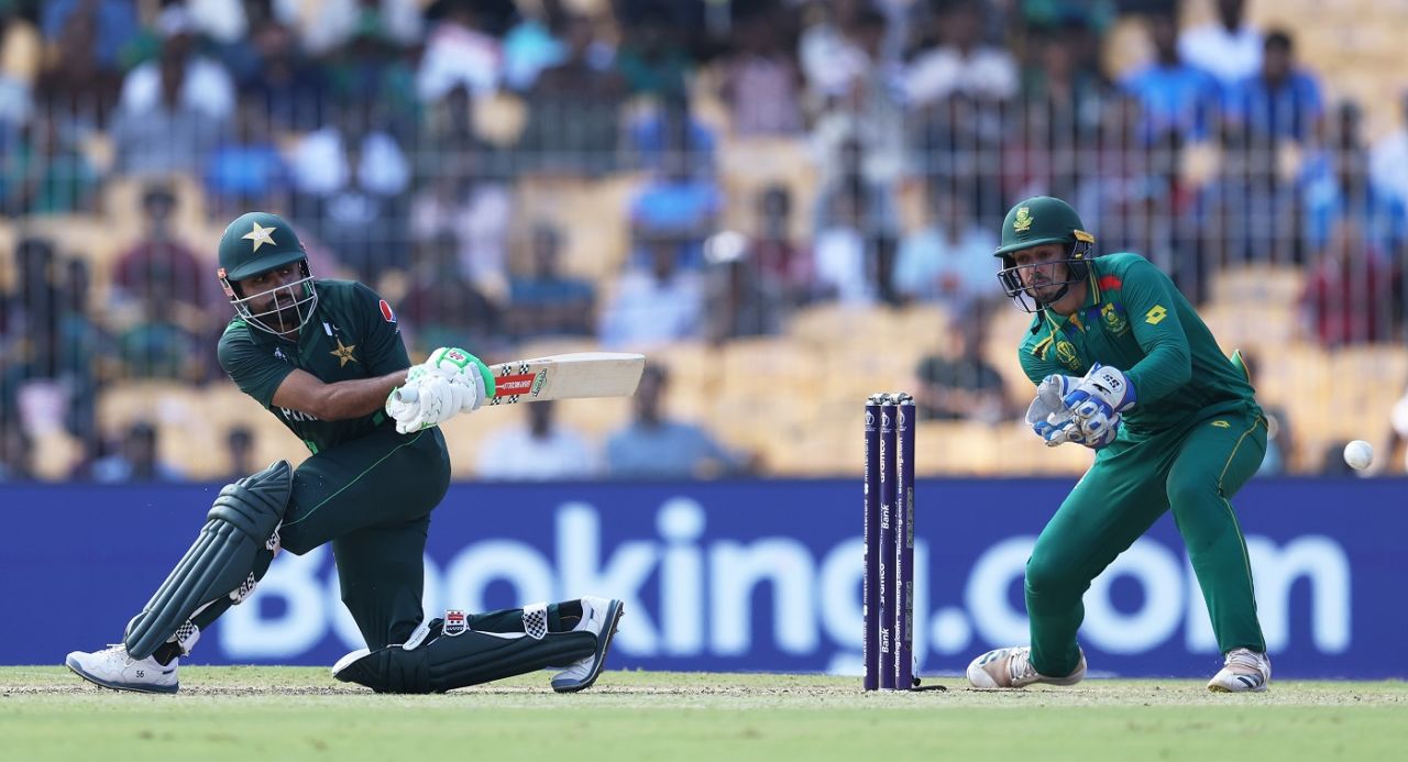 Babar Azam used the sweep early against Aiden Markram, Pakistan vs South Africa, World Cup, Chennai, October 27, 2023