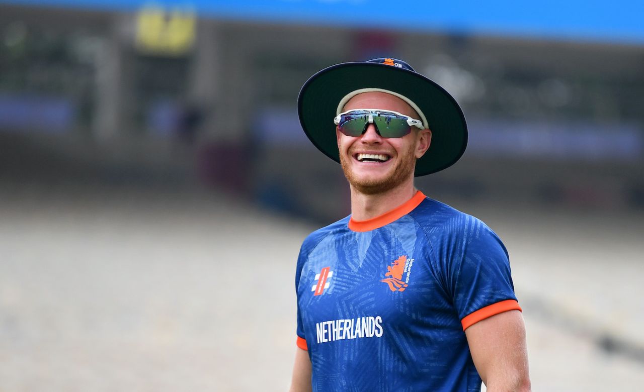 Sybrand Engelbrecht is all smiles, Bangladesh vs Netherlands, Men's ODI World Cup, Kolkata, October 27, 2023
