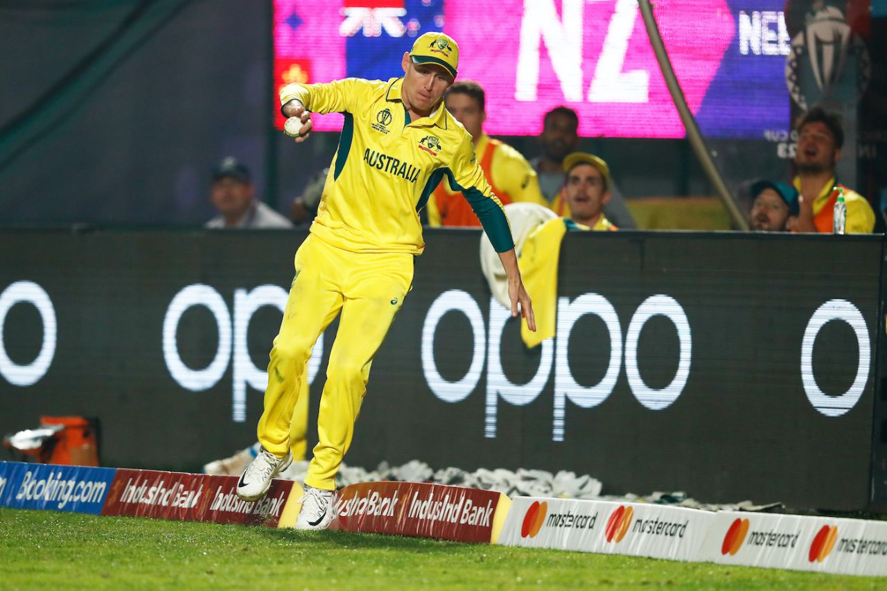 Marnus Labuschagne's athletic effort wasn't enough to take a tough boundary catch in the 49th over, Australia vs New Zealand, World Cup 2023, Dharamsala, October 28, 2023