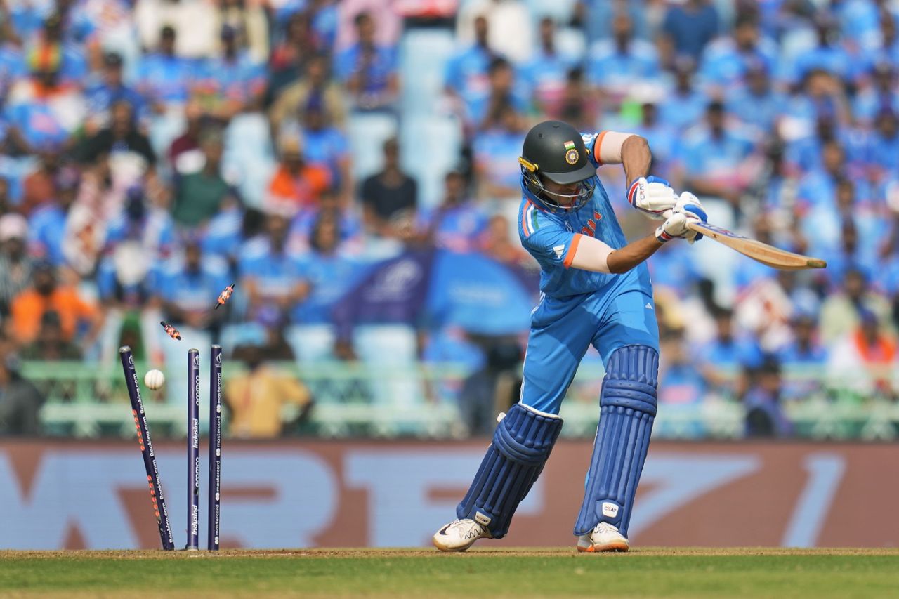 Shubman Gill was done in by the inward seam movement, Men's World Cup 2023, Lucknow, October 29, 2023