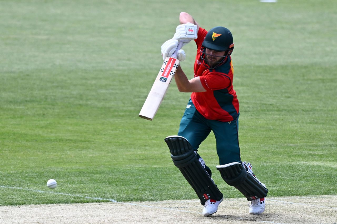 Caleb Jewell hit a run-a-ball 137, Tasmania vs Queensland, Marsh Cup, Hobart, October 31, 2023