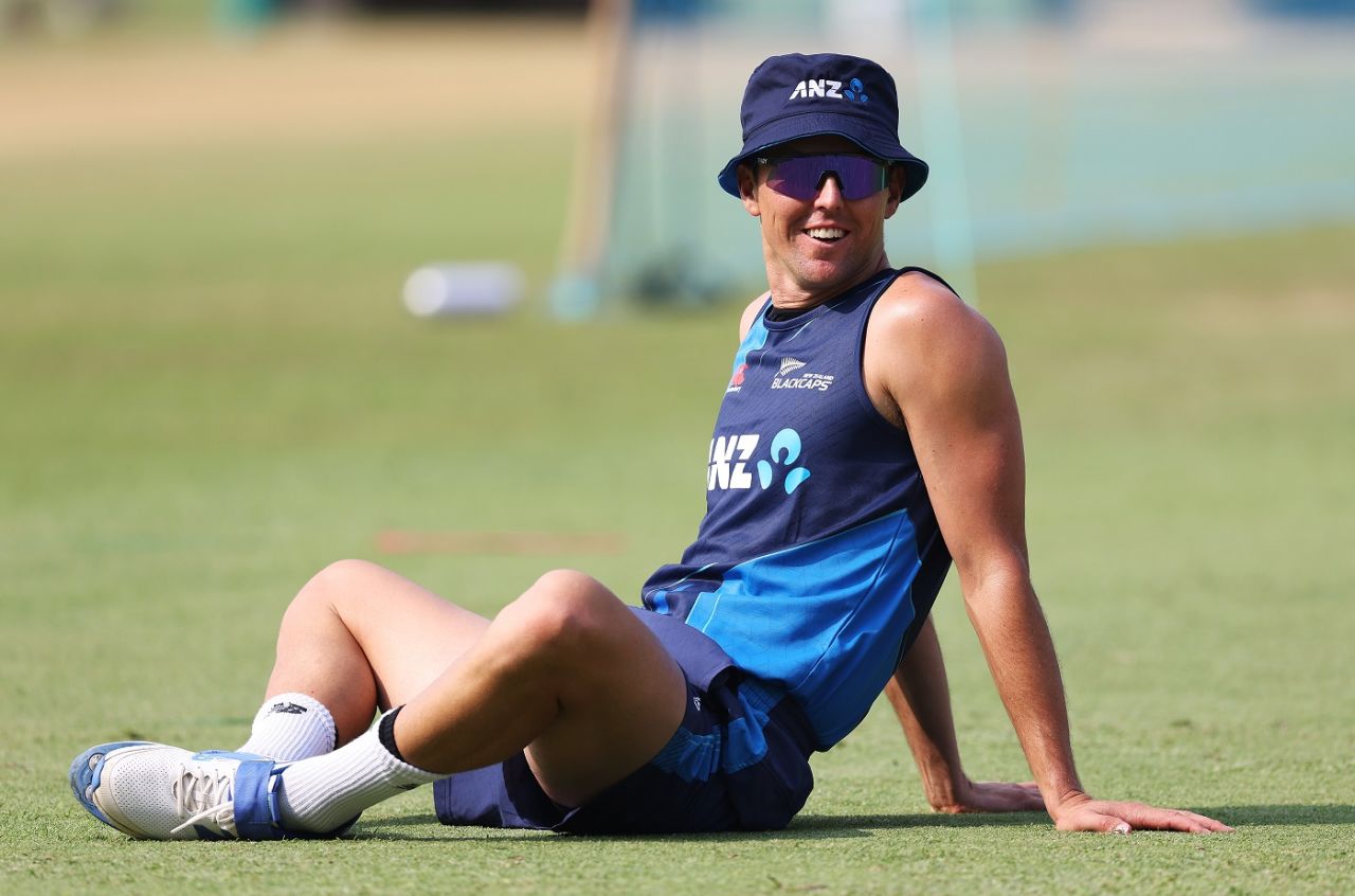 Trent Boult was in good spirits on the eve of New Zealand's game against South Africa, Pune, October 31, 2023