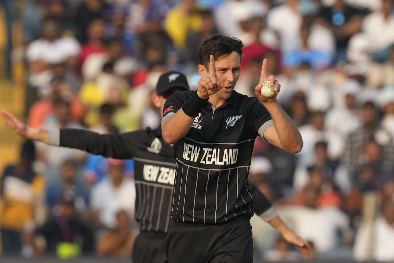 Trent Boult took 1 for 49 off ten overs in an innings where South Africa made 357 for 4, New Zealand vs South Africa, ICC Men's World Cup 2023, Pune, November 1, 2023