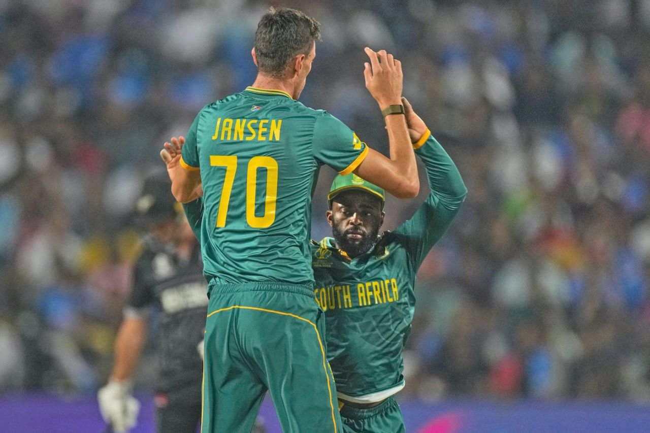 Marco Jansen struck twice for Temba Bavuma in the opening powerplay, New Zealand vs South Africa, ICC Men's World Cup 2023, Pune, November 1, 2023