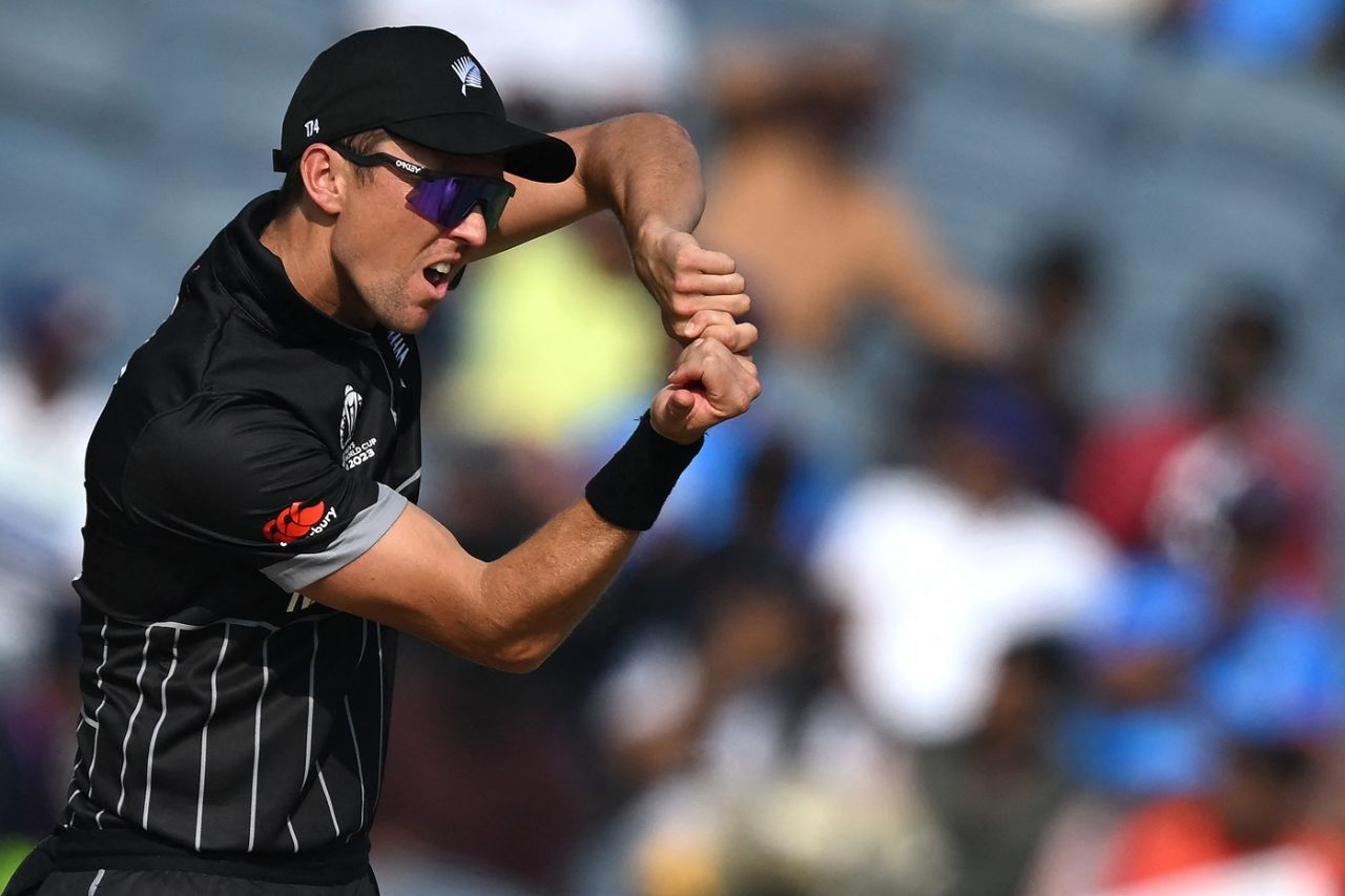 Trent Boult does shadow batting, New Zealand vs South Africa, ODI World Cup 2023, Pune, November 1, 2023