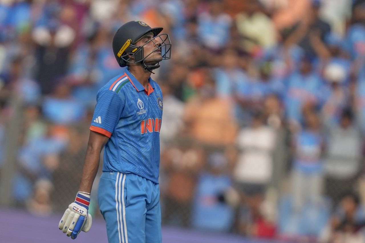 Shubman Gill trudges back after being dismissed on 91, India vs Sri Lanka, World Cup, Mumbai, November 2, 2023