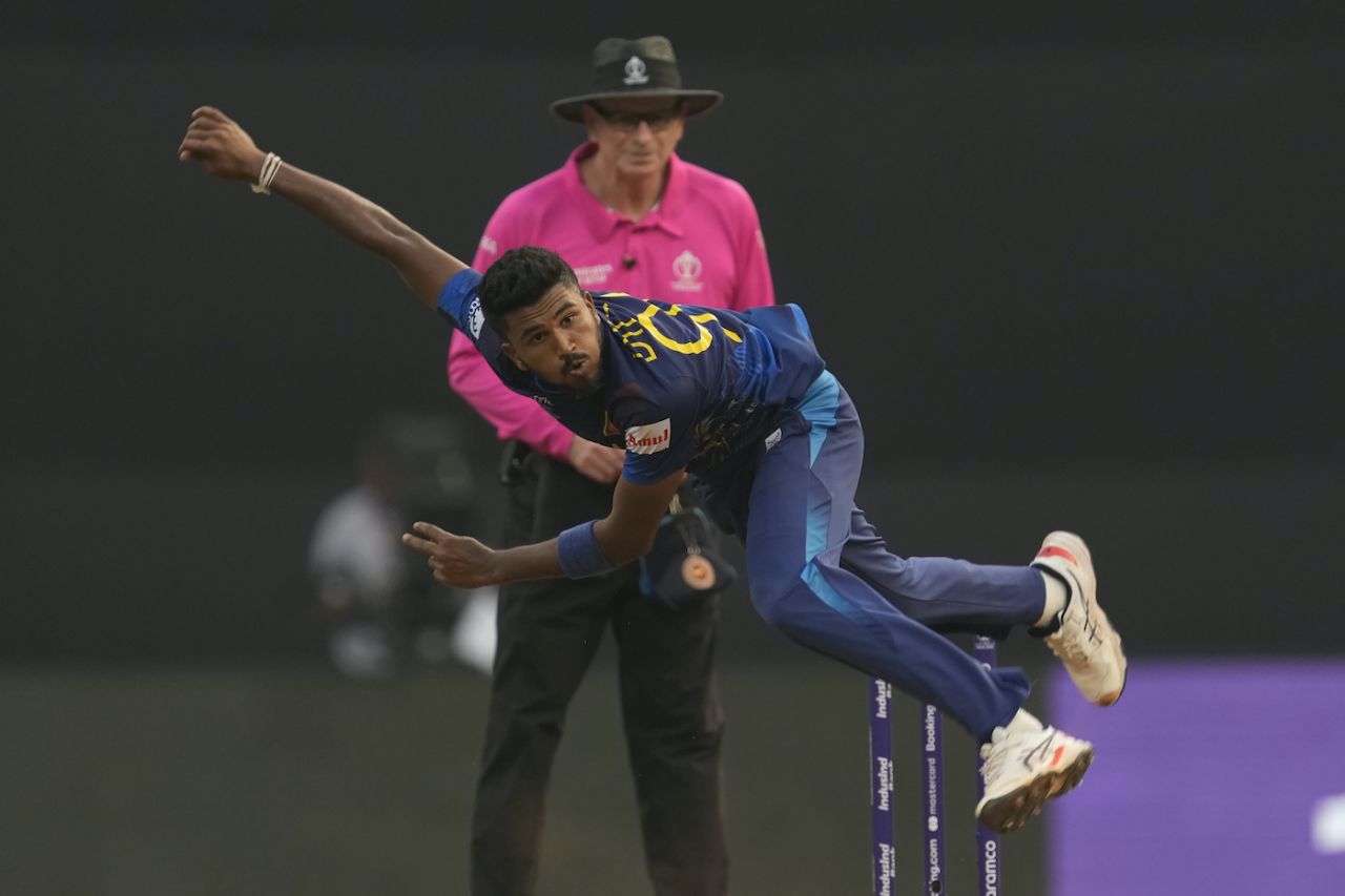 Dilshan Madushanka finished with his first ODI five-for, India vs Sri Lanka, Men's ODI World Cup, Mumbai, November 2, 2023