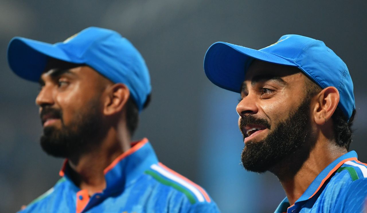 KL Rahul and Virat Kohli share a light moment, India vs Sri Lanka, Men's ODI World Cup, Mumbai, November 2, 2023