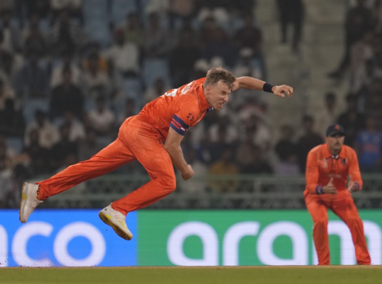 Logan van Beek got the opening wicket for Netherlands, Afghanistan vs Netherlands, ICC Men's World Cup 2023, Lucknow, November 3, 2023
