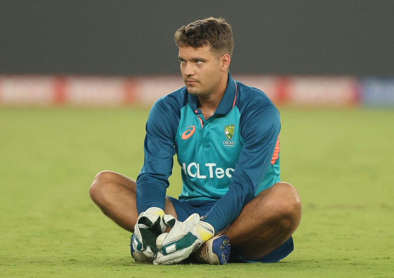 Alex Carey looks on during a training session, ICC Men's World Cup, Ahmedabad, November 3, 2023