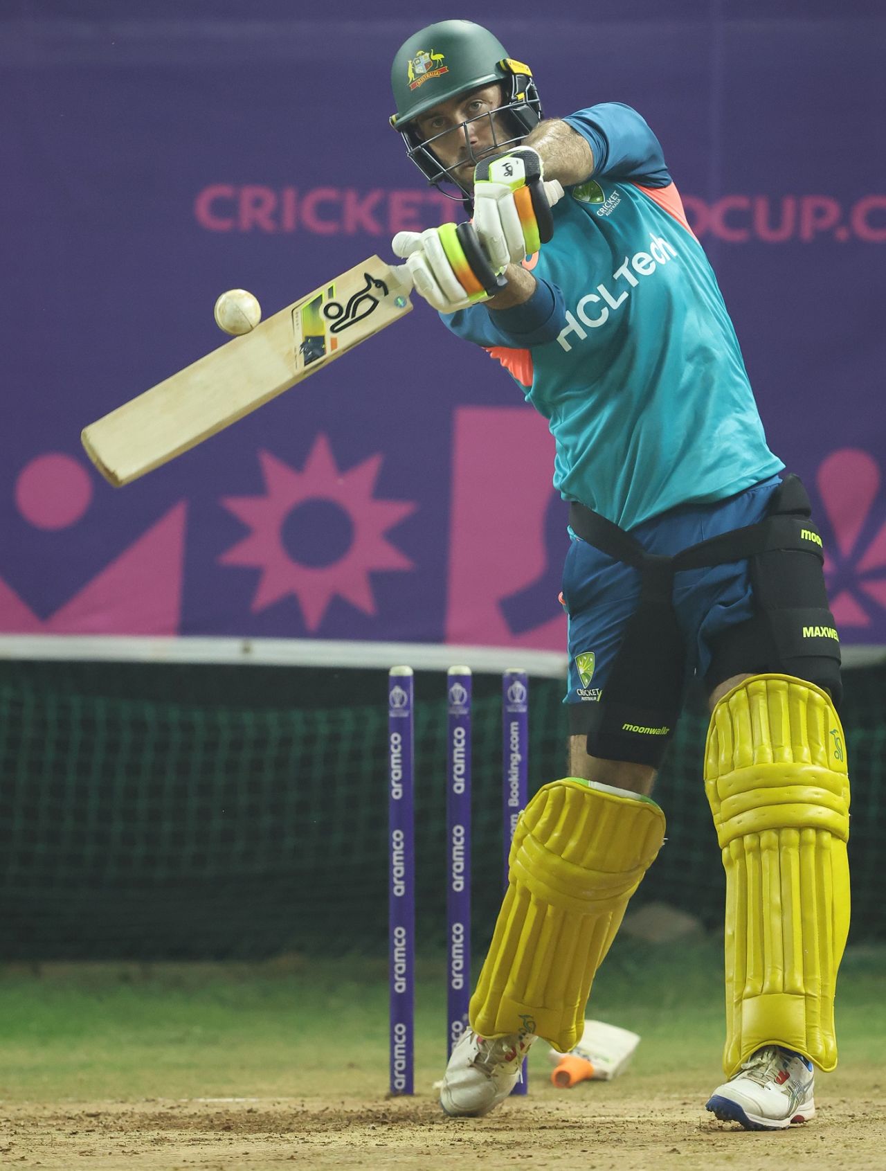 Glenn Maxwell goes full tilt in the nets, ICC Men's World Cup, Ahmedabad, November 3, 2023