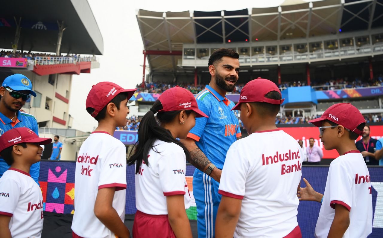 Birthday boy Virat Kohli is swarmed by his young fans, India vs South Africa, Men's ODI World Cup, November 5, 2023