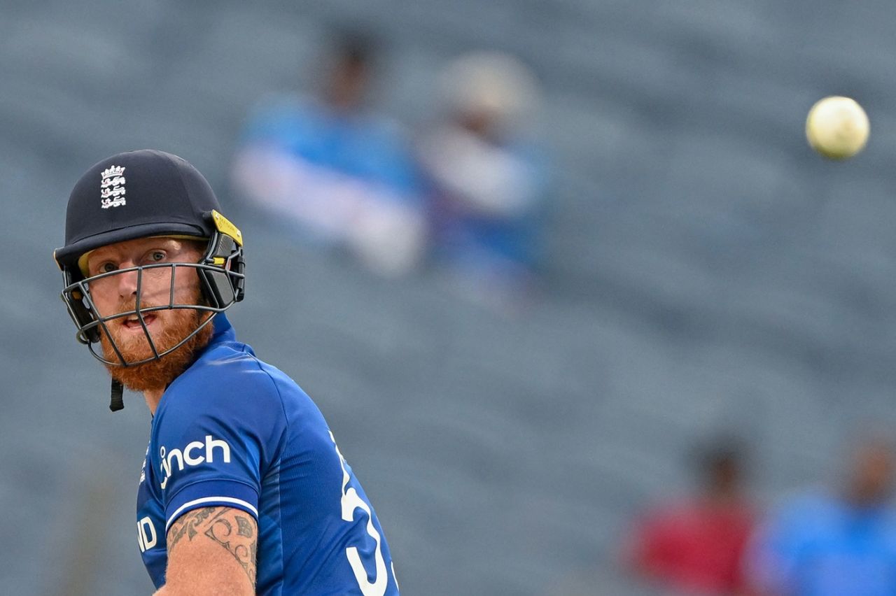 Ben Stokes watches the ball wander off, England vs Netherlands, Men's ODI World Cup, Pune, November 8, 2023
