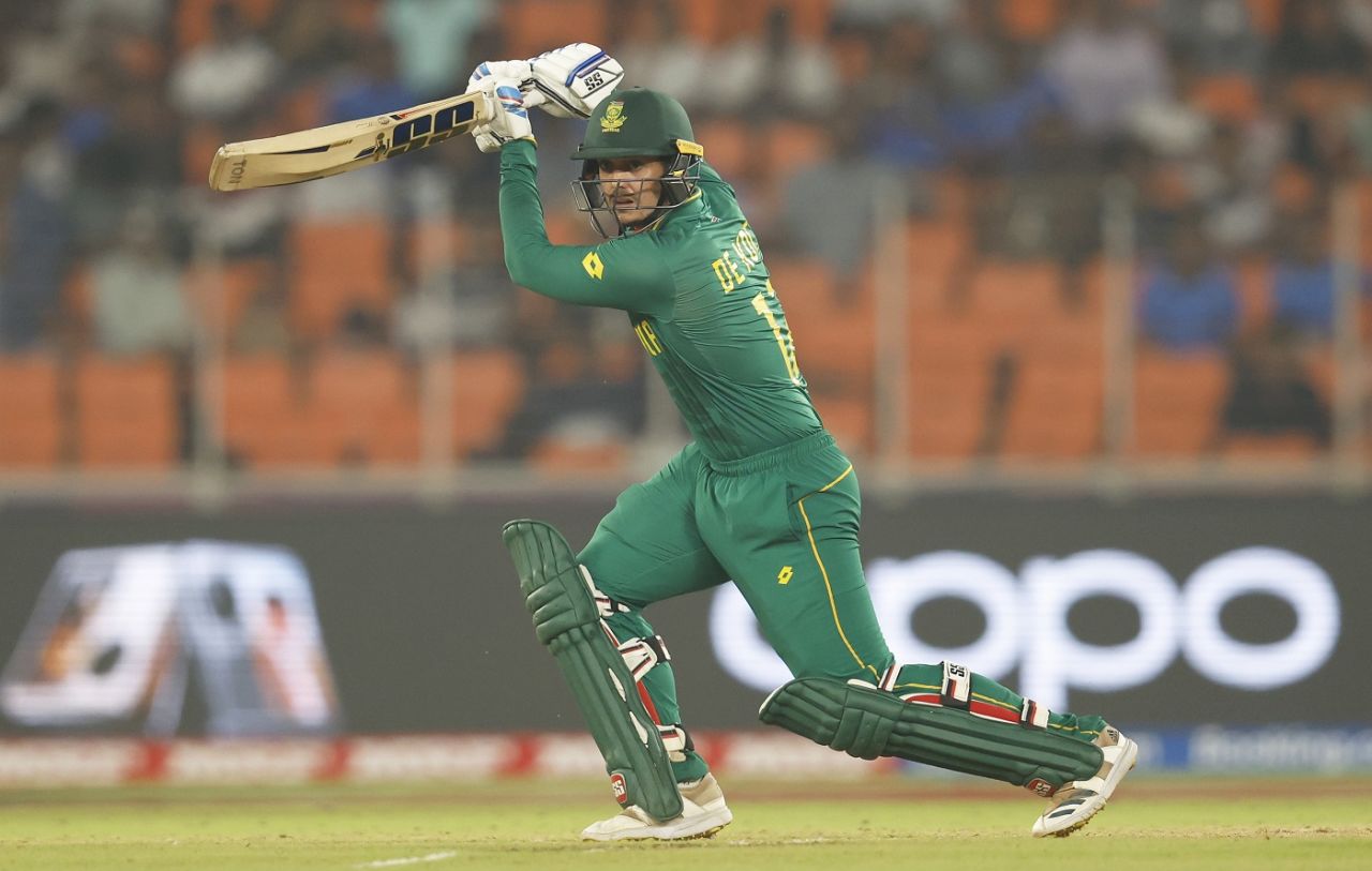 Quinton de Kock made a steady start to the chase, Afghanistan vs South Africa, World Cup, Ahmedabad, November 10, 2023