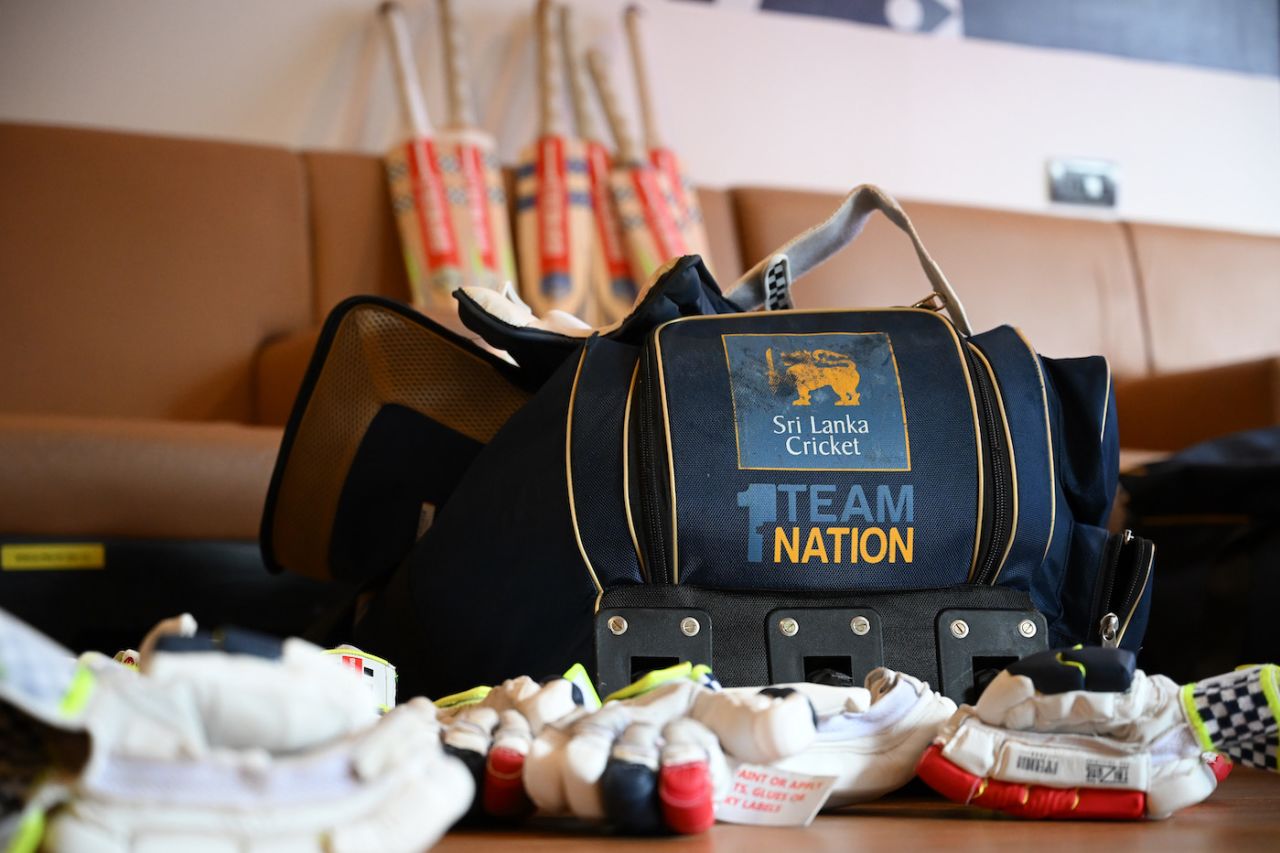 A view of a Sri Lanka player's kit bag, New Zealand vs Sri Lanka, ODI World Cup, Bengaluru, November 9, 2023