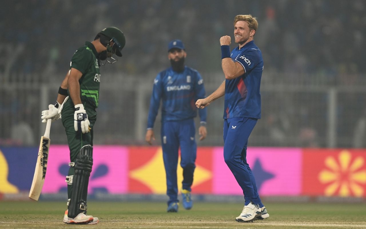 David Willey struck with the new ball for England, England vs Pakistan, Men's ODI World Cup, Kolkata, November 11, 2023