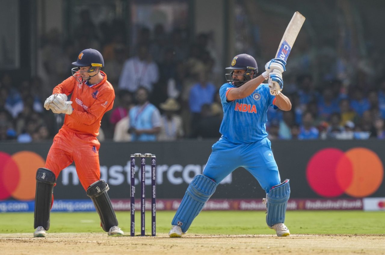 Rohit Sharma used the cut to great effect, India vs Netherlands, Men's ODI World Cup, Bengaluru, November 12, 2023