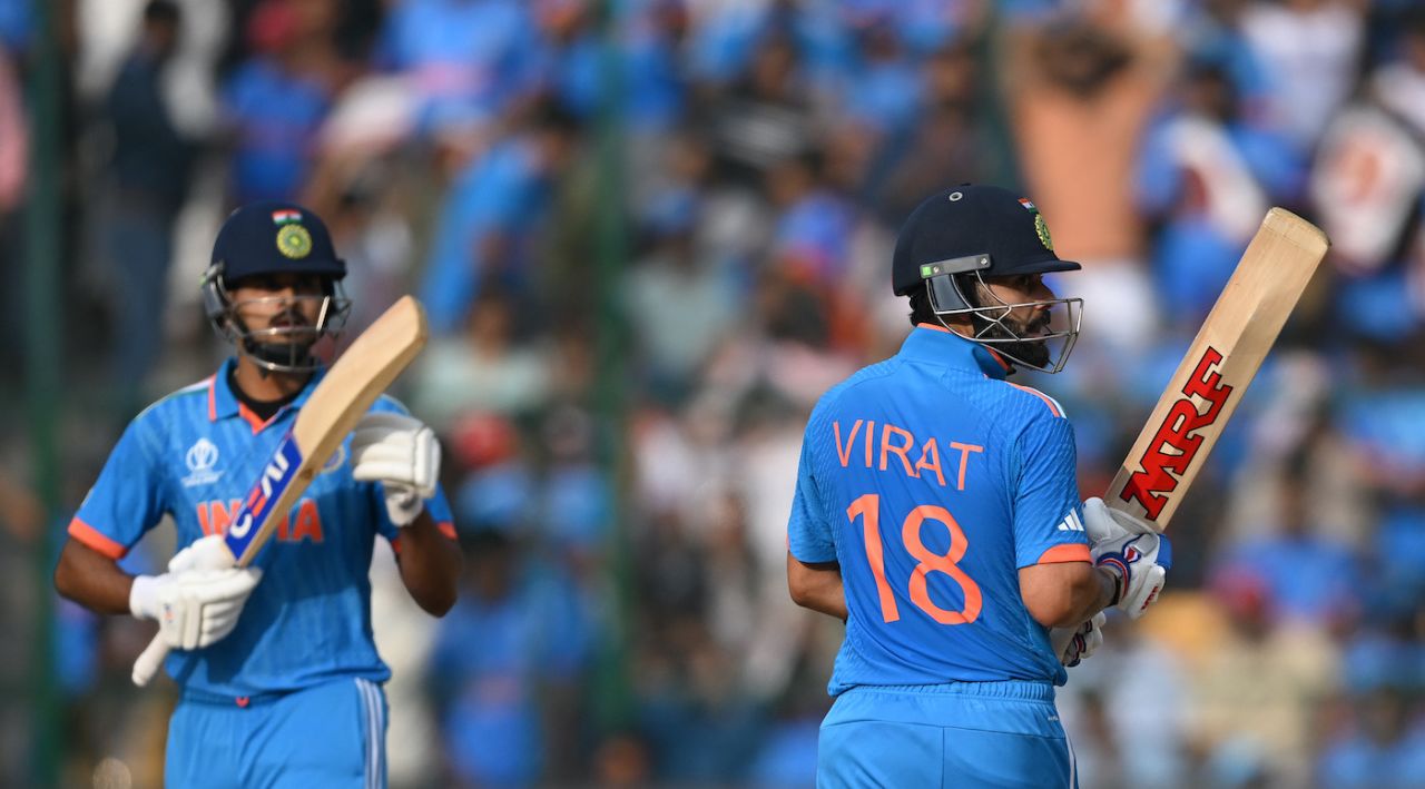 Shreyas Iyer and Virat Kohli put on 71 off 66 balls, India vs Netherlands, Men's ODI World Cup, Bengaluru, November 12, 2023