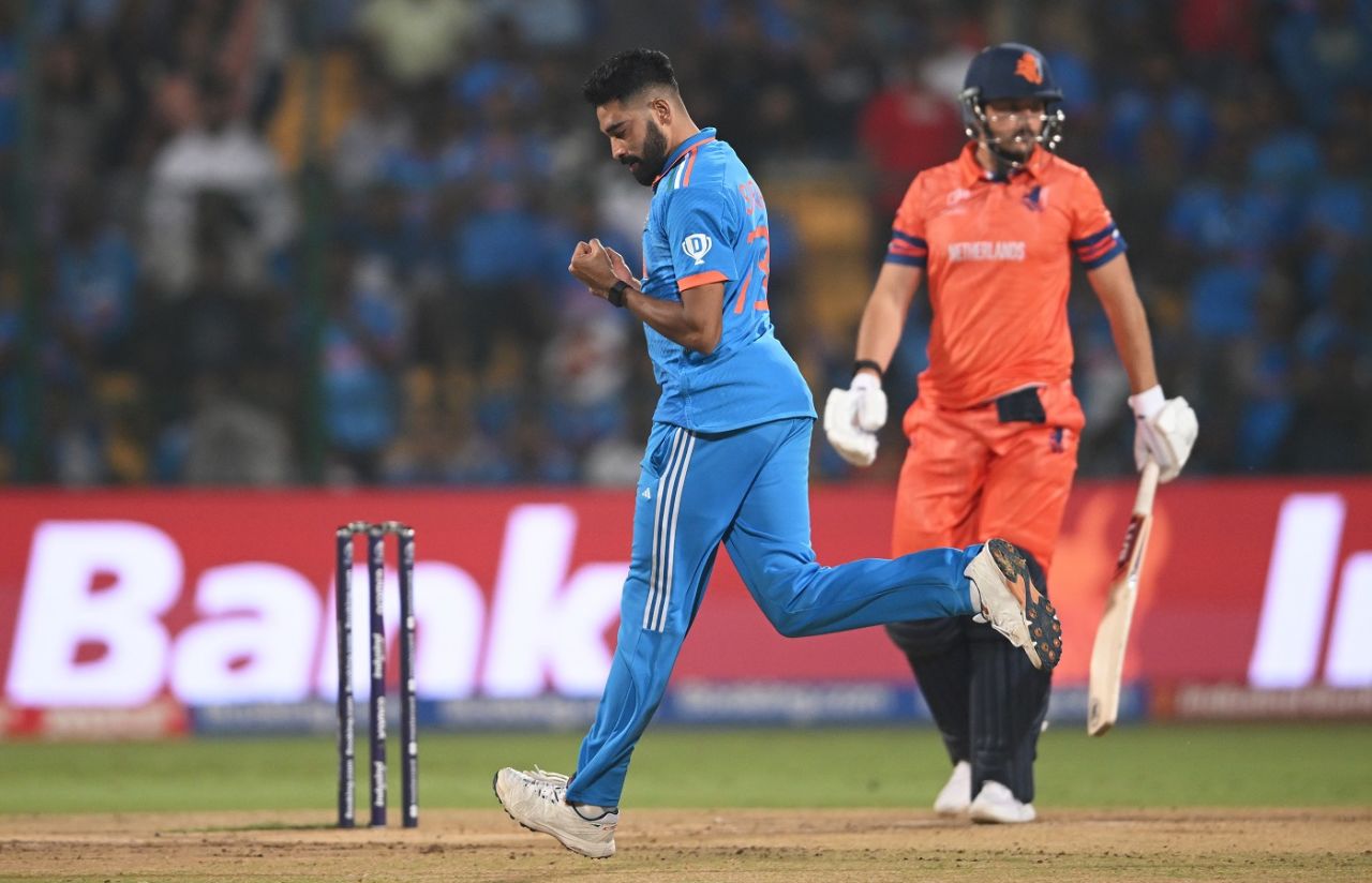 Mohammed Siraj struck early in the second innings, India vs Netherlands, Men's ODI World Cup, Bengaluru, November 12, 2023