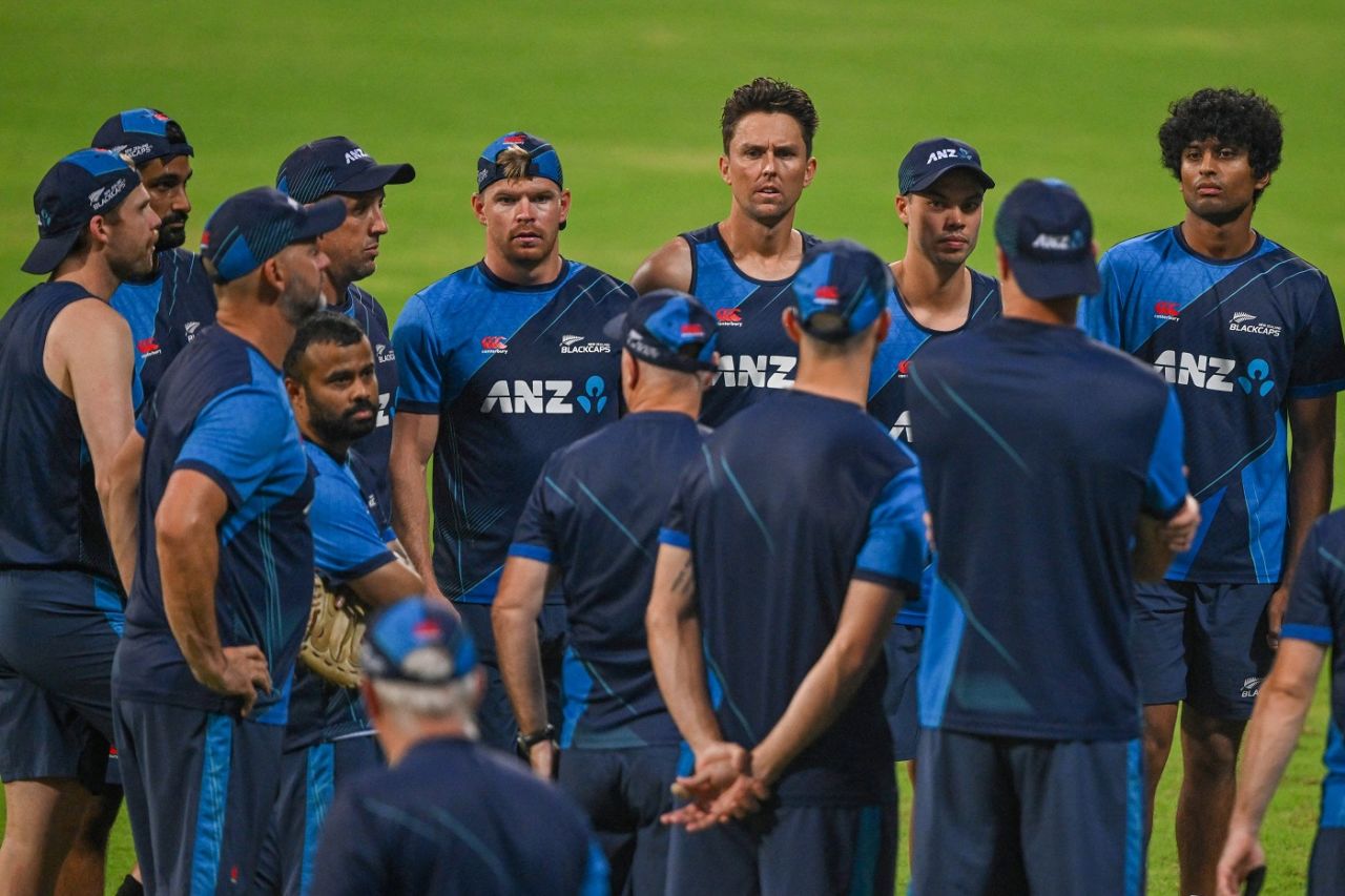 New Zealand's players get together before the semi-final against India, Mumbai, November 13, 2023