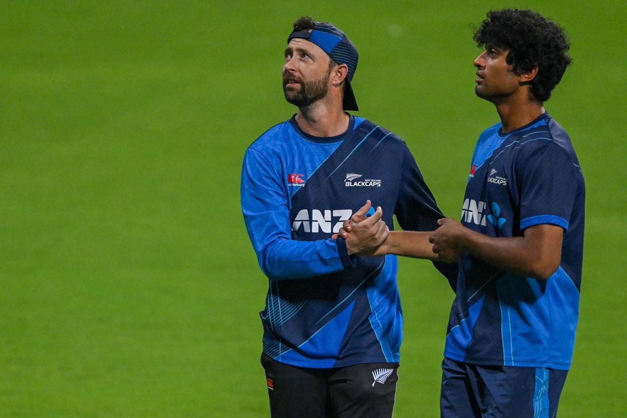 Best buddies Devon Conway and Rachin Ravindra at a training session, Mumbai, November 13, 2023